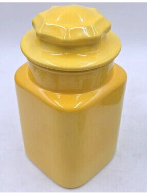 Vintage Metlox Poppytrail Yellow Canister Cookie Jar Geometric MCM California